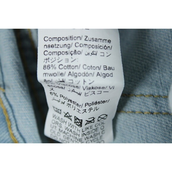 Manfinity Blue Denim Overalls White Lettering Mens XL Painted Graphic Light Wash - Picture 15 of 16